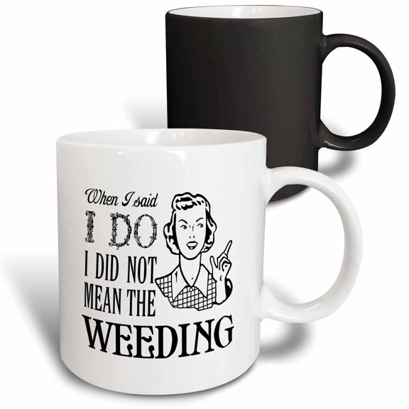 3drose, Funny Garden Weeding Joke Design in Black on White, 11oz Magic Transforming Mug