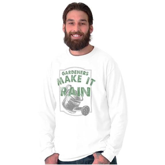 Funny Gardeners Make It Rain Humor Plus Size Long Sleeve Graphic Tee Shirt Brisco Brands 2X