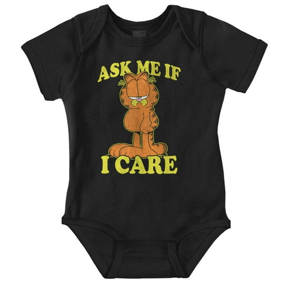 Funny Garfield Cartoon Ask If I Care Romper Boys or Girls Infant Baby Brisco Brands 24M