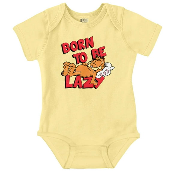 Funny Garfield Cartoon Born Lazy Romper Boys or Girls Infant Baby Brisco Brands 12M