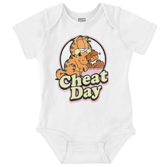 Funny Garfield Cartoon Cheat Day Romper Boys or Girls Infant Baby Brisco Brands 12M
