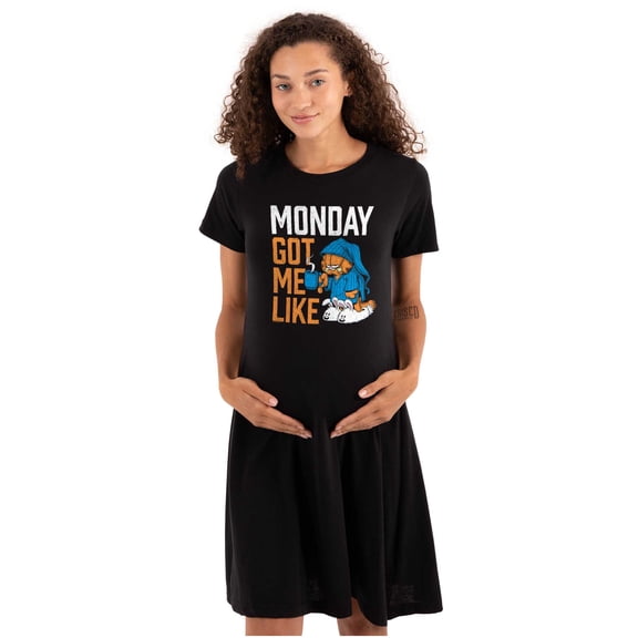 Funny Garfield Cartoon Hates Mondays Women's Maternity Dress Brisco Brands M