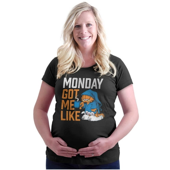 Funny Garfield Cartoon Hates Mondays Women's Maternity T Shirt Tee Brisco Brands L