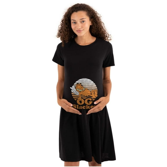 Funny Garfield Cartoon OG Slacker Women's Maternity Dress Brisco Brands L