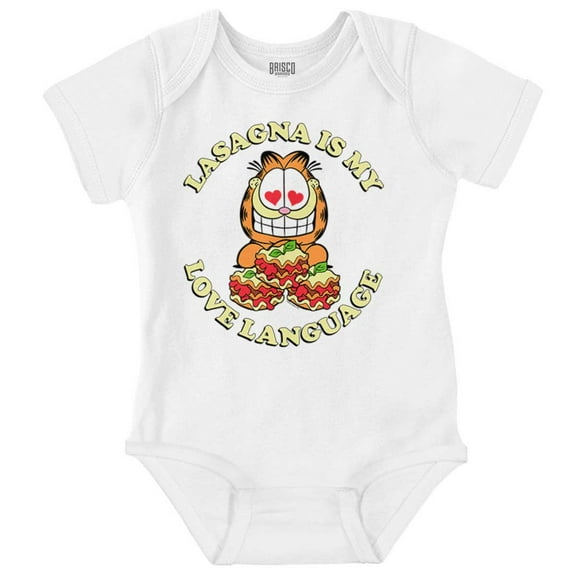 Funny Garfield Lasagna Love Language Romper Boys or Girls Infant Baby Brisco Brands 12M