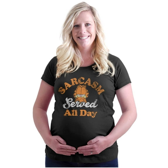 Funny Garfield Sarcasm Served All Day Women's Maternity T Shirt Tee Brisco Brands 2X