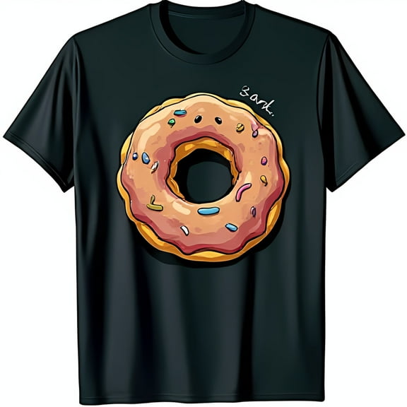 Funny Gawk Donut Graphic Black T-Shirt Pink Sprinkled Cartoon Design