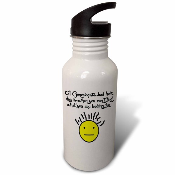 3dRose, Funny Genealogy Bad Heir Day Bad Hair Pun smiling Face Cartoon, Flip Straw 21oz Water Bottle