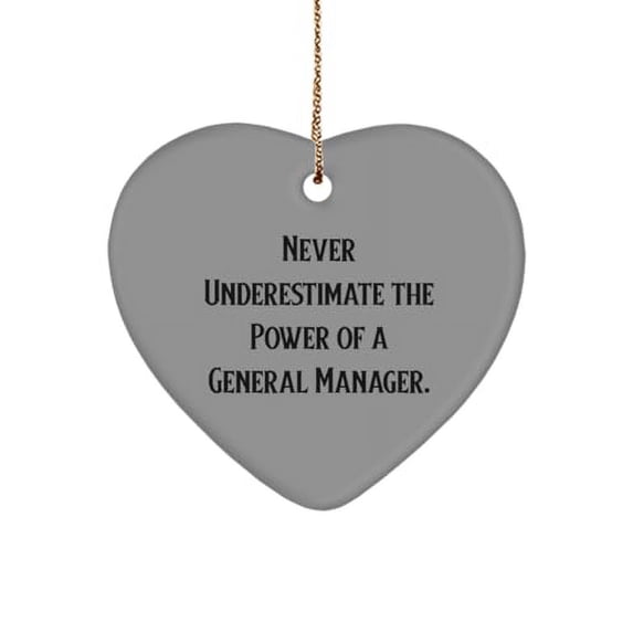 Funny General Manager Gifts, Never Underestimate The Power of a General, Cute Birthday Heart Ornament for Coworkers from Boss, Unique General Manager Gifts, Personalized General Manager Gifts, Gifts