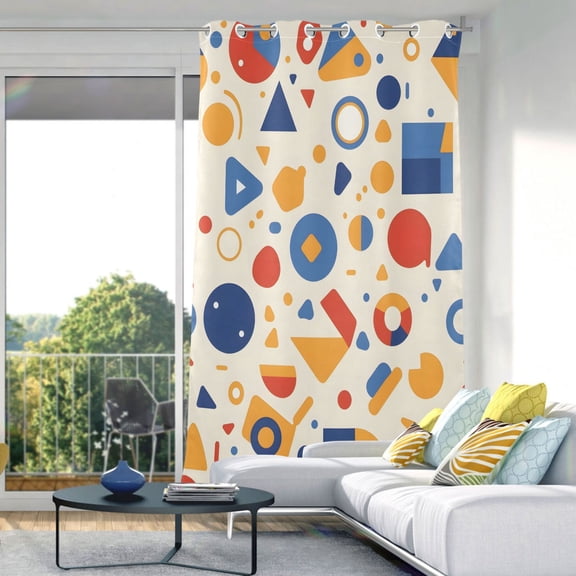 Funny Geometric Shapes Blackout Curtains 84"x42" Thermal Insulated Curtain 1 Panel