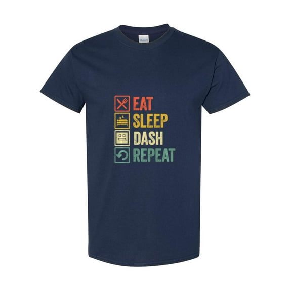 Funny Geometry Video Game Arcade Player Eat Sleep Dash Repeat Unisex T-Shirt, up to size 5XL