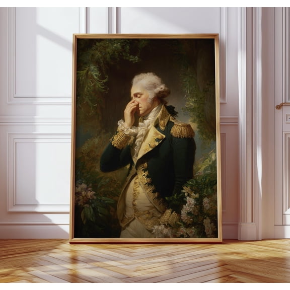 Funny George Washington Smelly Bathroom Wall Art, Meme Poster Toilet Humor, Wall Art For Classic History Lovers Vintage Aesthetic Decor Gift, Poster Only