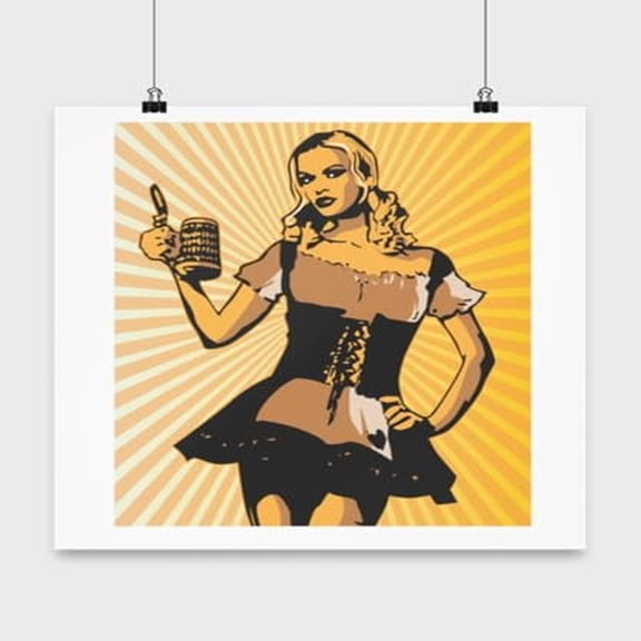 Funny German Beer Poster - 13x13 - Wall Decor for Beer Lovers Gift