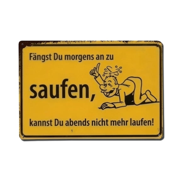 Funny German Saufen Drinking Quote Tin Sign Vintage Metal Poster Living Room Bar Man Cave Home Wall Art Decor 8x12inch