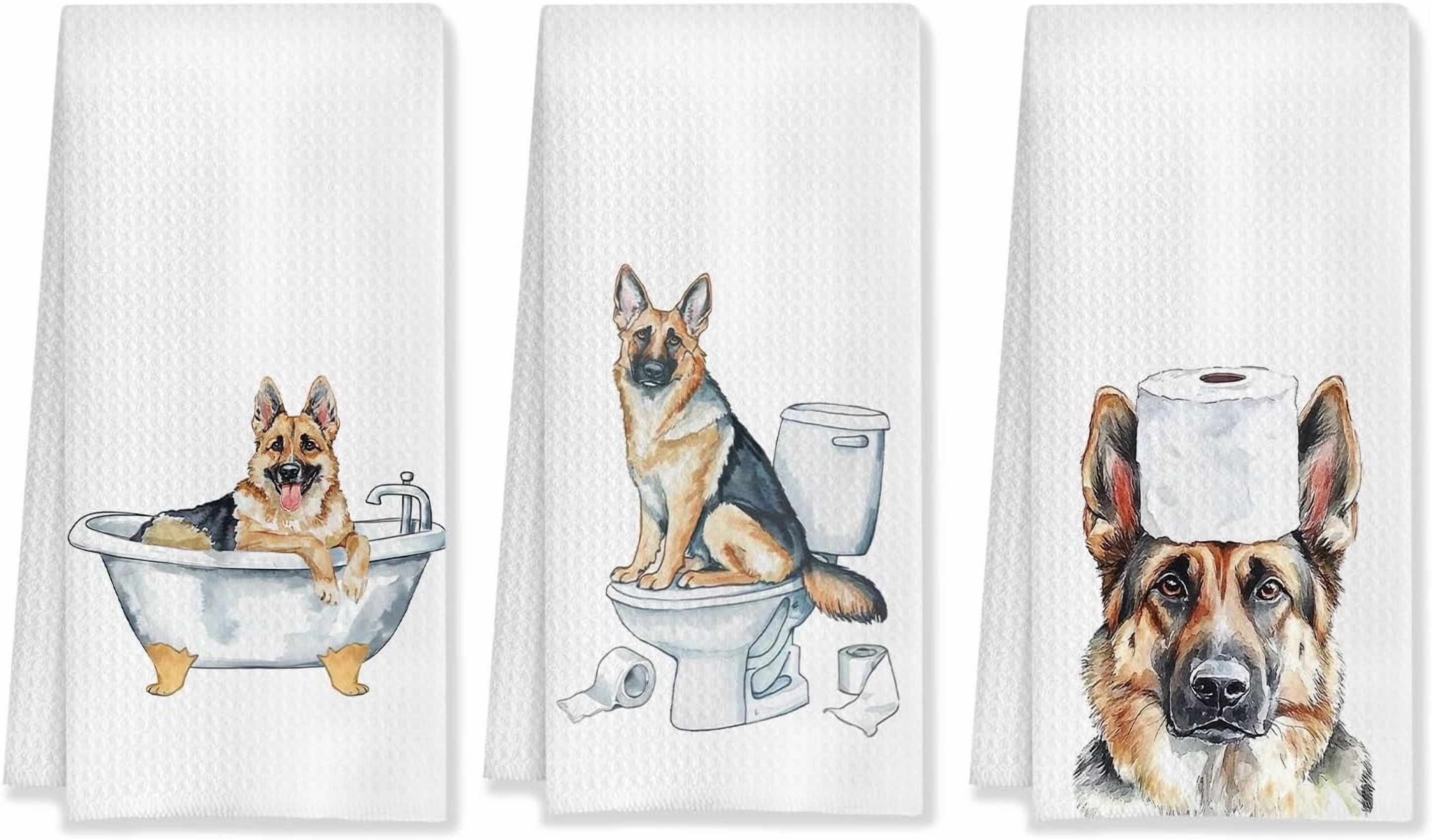 Funny German Shepherd Bathroom Hand Towels Set of 3, German Shepherd Decor Hand Towels for Bathroom, German Shepherd Gifts for Women Men, Gifts for German Shepherd Lovers Owners, 16x24 Inch