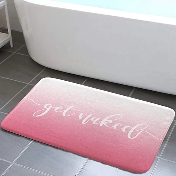 Funny Get Naked Bathroom Rugs Red Bath Mat Soft Flannel Small Bath Rugs Bathroom Decor Warm Floor Mat for Living Room Bedroom 17 x 48 Inches