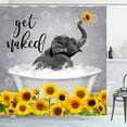 thumbnail image 1 of Funny Get Naked Shower Curtain, Cute Elephant Bath in bathtub Sunflower Bubbles Kids Shower Curtain Set, Rustic Animals Waterproof Fabric Bath Curtain for Bathroom Decor With Hooks 69*70in, 1 of 3