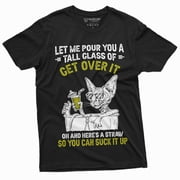 Funny Get Over It Cat T-Shirt Sarcastic Unisex Mens Womens Tee Birthday Gift Wife Gifts (5X-Large Black)