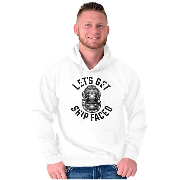 Funny Get Ship Faced Drinking Pun Unisex Plus Fleece Graphic Hoodie Brisco Brands 2X