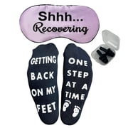 Funny Get Well Soon Gift for Men and Women, Recovering Sleeping Mask and Cozy Socks for Patients. Chemo Care Package After Surgery, Thinking of You Post Surgery, Healing Gift Set.