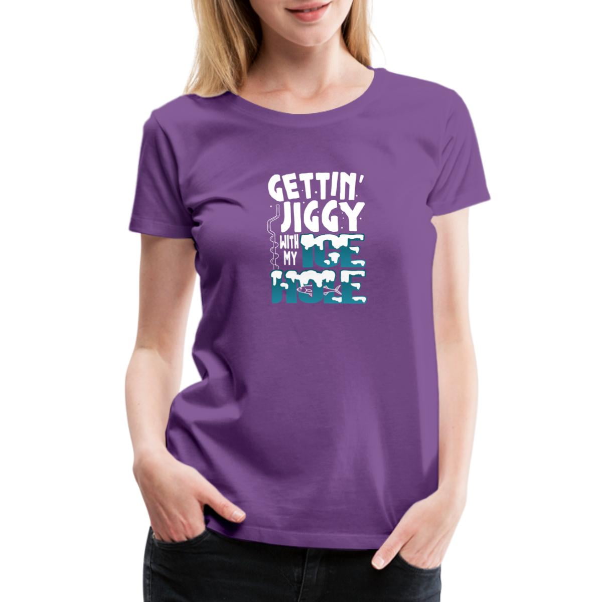 Funny Gettin Jiggy Ice Fishing Dad Grandpa Women's Premium T-Shirt ...