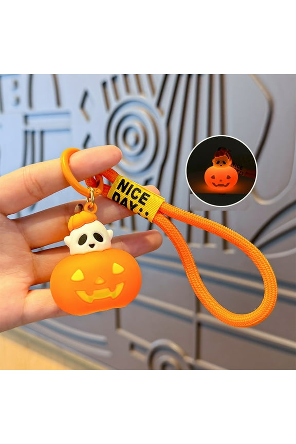 Funny Ghost Bag Charm Purse Key Chain Glow in the Dark Cute Mini Pumpkin Ghost Halloween Miniature Boo Basket Stuffer Party Favor