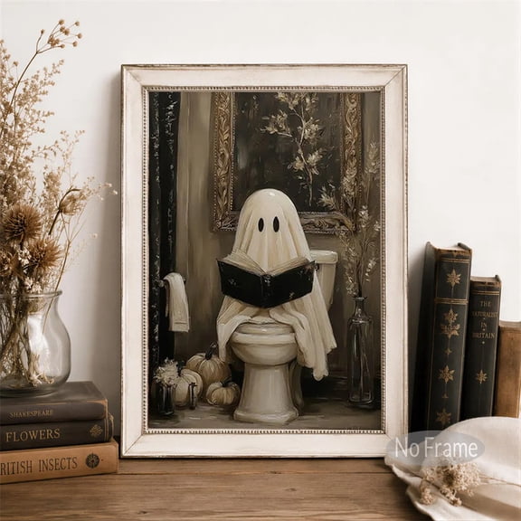 Funny Ghost Bathroom Poster Wall Decor Vintage Spooky Canvas Art Prints Painting Picture Farmhouse Home Decoration No Frame
