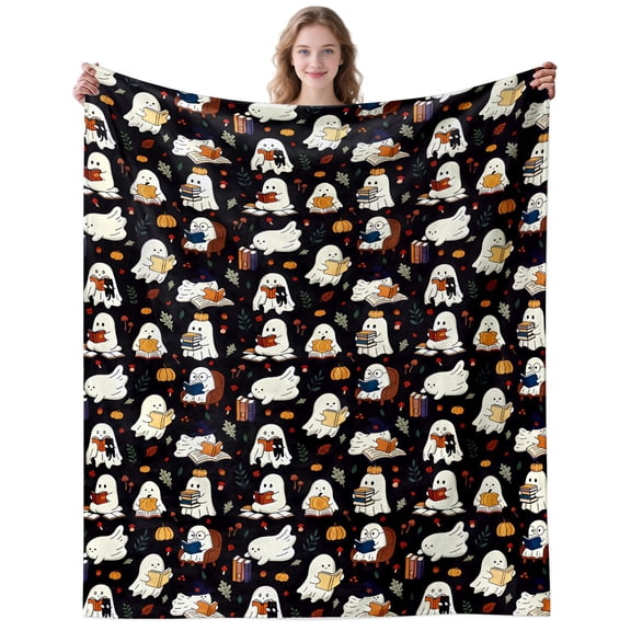Funny Ghost Blanket Gifts for Women Men Adults Ghost Lovers Plush Lightweight Cute Ghosts Throw Blankets for Camping Office Decor Birthday Gifts 50×40 Inch
