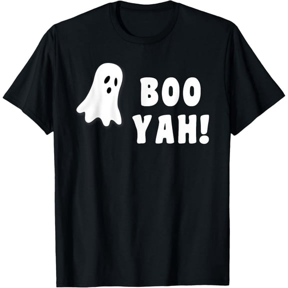 Funny Ghost Boo Yah Statement Unisex Short Sleeve Graphic Casual T-Shirt