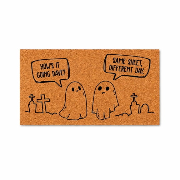 Funny Ghost Doormat, Same Sheet Different Day Quote, Welcome Mat, Halloween Decor, Front Door Entry Rug, Outdoor Mat 2024 (16x24 inches) 2024
