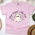 thumbnail image 1 of Funny Ghost Listening to Music That Sound Like Fun Graphic T-Shirt for Men and Women, Light Pink, Size 2XL, 1 of 6