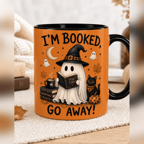 Funny Ghost Reader Orange Coffee Mug Halloween Book Lover Gift