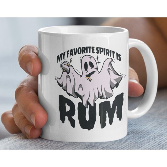 Funny Ghost Rum Coffee Mug Spooky Halloween Drinking Cup