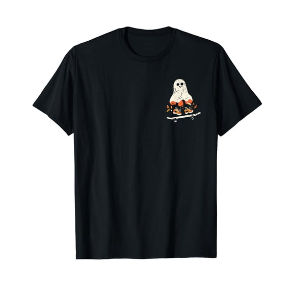 Funny Ghost Skateboard Lazy Retro Halloween T-Shirt