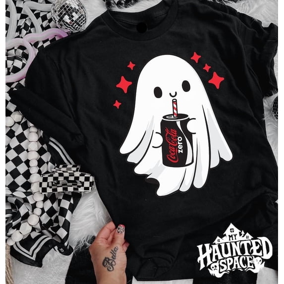 Funny Ghost Soda T-Shirt, Cute Spooky Drink Graphic Tee, Halloween Unisex Shirt, Soft Drink Lover Gift