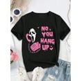thumbnail image 1 of Funny Ghostface Halloween T-Shirt For Women - 'No You Hang Up' Design, 1 of 7