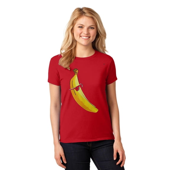 Funny Giant Long Yellow Banana Wearing Summer Sunglasses Fruit T-Shirt Unisex, up to 5XL