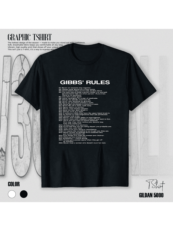 Funny Gibbs Rules Quote Classic TV Inspired Gift Unisex T-Shirt up to size 5XL