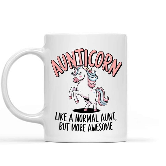 Funny Gift Idea Auntie Unicorn Aunt Aunty Funny Present, 11 Oz White Ceramic Coffee Mug 436880
