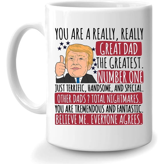 Funny Gifts For American Dad Father From Daugther Son Wife - Father's Day Birthday Christmas Thanksgiving - Great Dad American Flag 11oz White Ceramic Coffee Tea Mug For Him