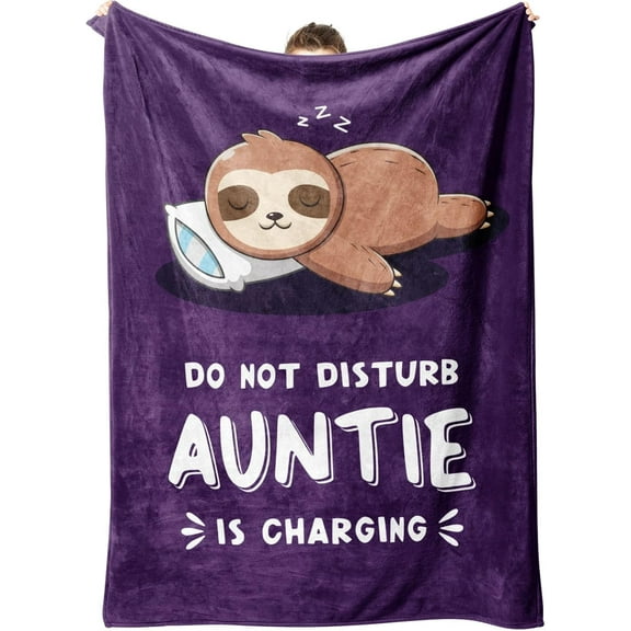 Funny Gifts for Auntie Christmas, Aunt is Charging Sloth Blanket, Auntie Birthday Gifts, Present for Aunts from Niece Nephew Christmas Mothers Day, Super Soft Throws Blanket for Aunt