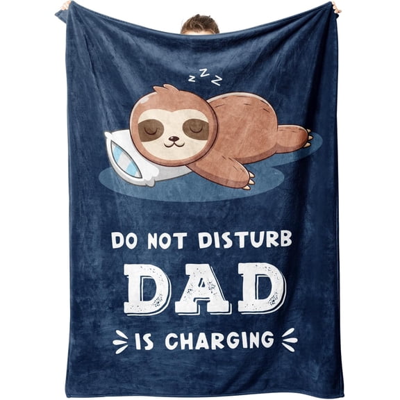 Funny Gifts for Dad Christmas Dad is Charging Sloth Blanket Dads Birthday Gift from Daughter Son Dads Gifts for Christmas Fathers Day Soft Sloth Throws Blanket for Father 60" x 50"