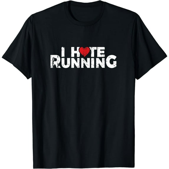 Funny Gifts For Jogging Runners - I Hate Running Love Heart T-Shirt