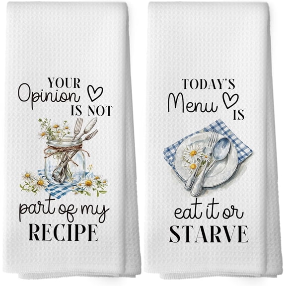Funny Gifts Kitchen Towels - Sarcastic Humor Dish Towels, Housewarming Gifts, Funny Recipe Decorative Absorbent Dishcloths Hand Towels Set of 2 for Cooking Baking Decor 18x26 Inches
