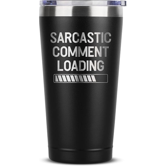 Funny Gifts for Men - Christmas Coworker Gifts for Men - Funny Coffee Travel Mug For Men - Gifts For Male Coworkers - Sarcastic Comment Loading 16 oz Black Insulated Stainless Steel Tumbler For Men