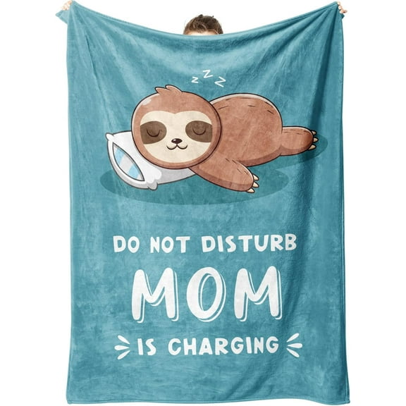 Funny Gifts for Mom Christmas, Mom is Charging Sloth Blanket, Birthday Gifts for Moms from Daguther Son, Moms Gift for Mothers Day, Soft Sloth Throws Blanket for Mother