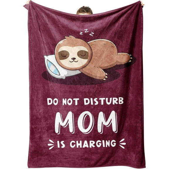 Funny Gifts for Mom Christmas, Mom is Charging Sloth Blanket, Birthday Gifts for Moms from Daguther Son, Moms Gift for Mothers Day, Soft Sloth Throws Blanket for Mother