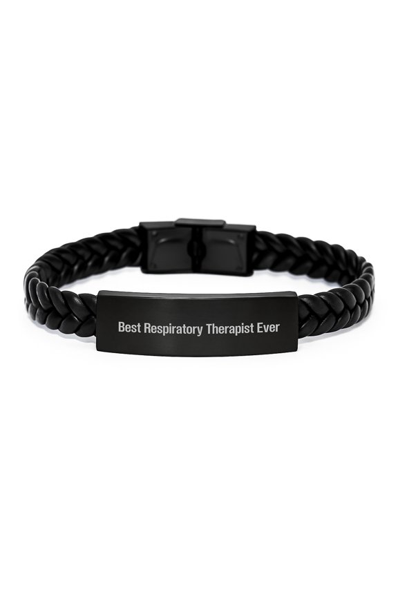 Funny Gifts for Respiratory Therapist, Inspirational Interlaced Leather Bracelet, Christmas Unique Presents for Men, Women, Friends, Coworkers, Family from Best Respiratory Therapist Ever