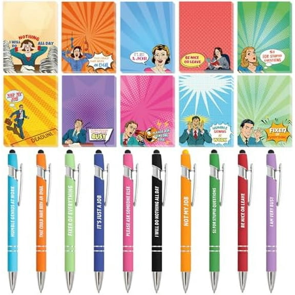 Funny Gifts Set Sarcastic Notepads with Sayings Pens Humorous Sticky Notes Work to Do List Christmas Gag Gifts for Office Coworker Nurse Teacher Employee Appreciation Supplies 20Pack$$Office