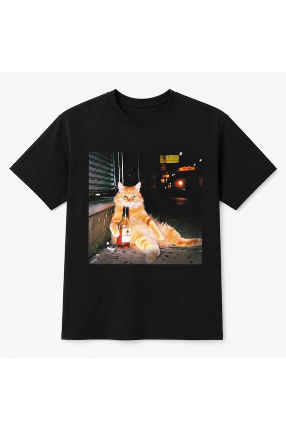 Funny Ginger Cat Graphic T-Shirt - Novelty Meme Print Unisex Tee, Gift for Cat Lovers